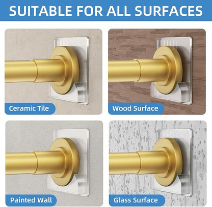 CorkLatta Gold Shower Curtain Rod,1 Inch Diameter Stainless Steel Adjustable Spring Tension Rods 32 to 68",with Holders,Anti-Slip,Curtain Rods No Drilling(1 Pack)