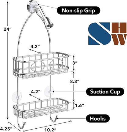 Simple Houseware Stainless Steel Bathroom Hanging Shower Head Caddy Organizer (24 x 10.2 x 4.25 inches)