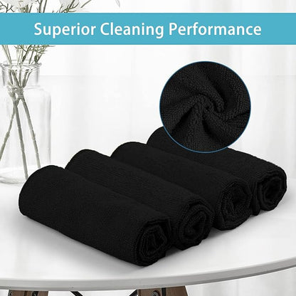 HOMEXCEL Black Microfiber Cleaning Cloth 600 Pack, Microfiber Towel for Cars, Lint Free, Scratch-Free, Highly Absorbent, and Cleaning Rags for House, Window and Glass, Cars, TV Screen 11.5 X11.5 inch