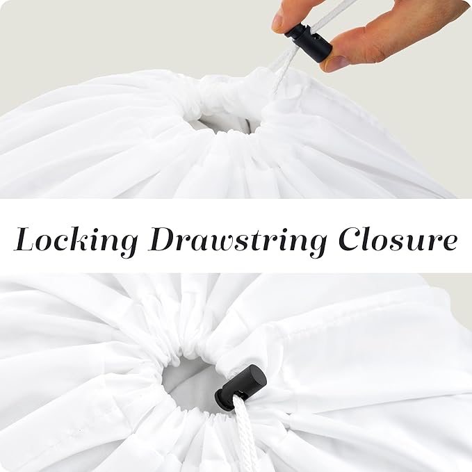 Handy Laundry Heavy Duty Laundry Bag – 22 x 32 in Durable Polyester, Extra Large, Machine Washable, Strong Drawstring Closure, Laundry Essentials for Travel, Dorm, Storage, White