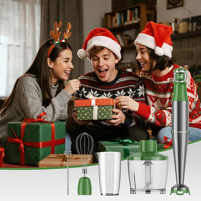 Turelar Immersion Blender Handheld Corded Hand Blenders Set 1100W, Trigger Variable Speed 5 in 1 Stick Emulsifier with Chopper, Whisk and Frother for Soup, Baby Food and Smoothies, Green