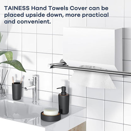 Acrylic Hand Towel Box Cover Compatible with Kleenex Disposable Hand Towels Wall-Mounted Paper Towel Dispenser Suitable for Tabletop, Bathroom, Car, and Office Use Valentine's Day Gifts (White)