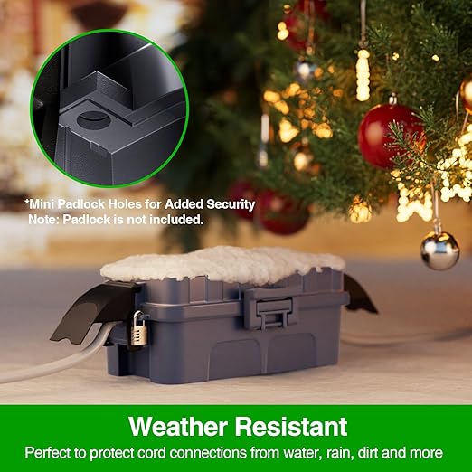 Flemoon [2 Pack] IP55 Small Outdoor Electrical Box Waterproof (Inner 5.9 x 3.2 x 1.8inch), Extension Cord Cover with Detachable Awning Covers for Plug, Outlet, Holiday Lights, Gray
