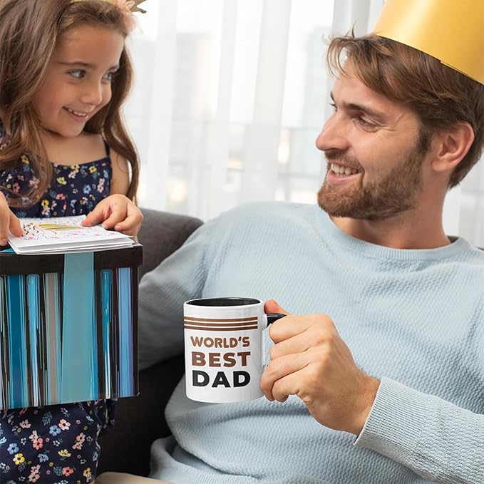 Veracco World's Best Dad Mug Gifts For Father Gift Funny Birthday Gifts for Men Birthday For Dad Men Husband Grandpa Friends Coworker Uncle (Black, 11oz)