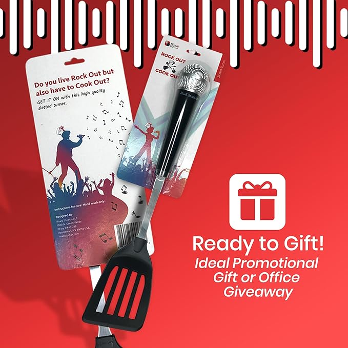 Rise8 Studios Rockstar Microphone Spatula - Fun Kitchen Gadget for Singers & Music Lovers - Funny Novelty Cooking Utensil for Kitchen Rockstar