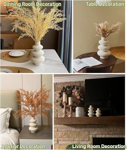 Steviieden Ceramic Vases Set 2, Modern Home Decor,Off White Round Vases,Modern Dried Flower Vases, Boho Home Decor for Centerpieces Wedding Dinner Table Party Living Room Office Bedroom