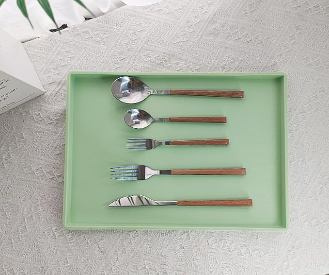 Green Serving Tray (15 x 10.6 inch), Laegr Tray for Serving Accessory, Spa, Coffee, Drinks, Tea, Bar, Party, Seasoning, Perfume and Display Use.
