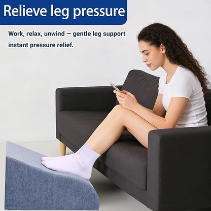Foot Rest for Under Desk at Work, Ergonomic Under Desk Footrest with Washable Cover for Office, Home & Gaming Leg Elevation Pillow Blue