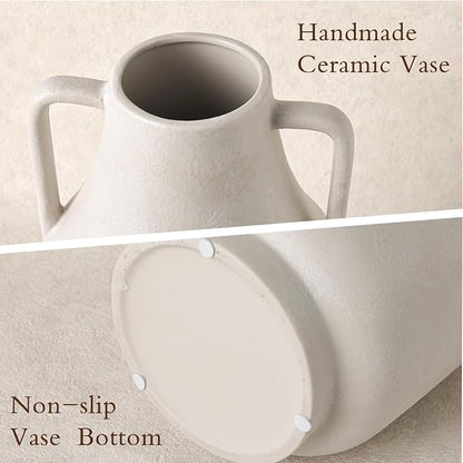 Ceramic Flower Vase, 10.7in Farmhouse Table Rustic Vases, Small Flower Terracotta Vases for Home Decor, Living Room,Table, Handcrafted (Antique)