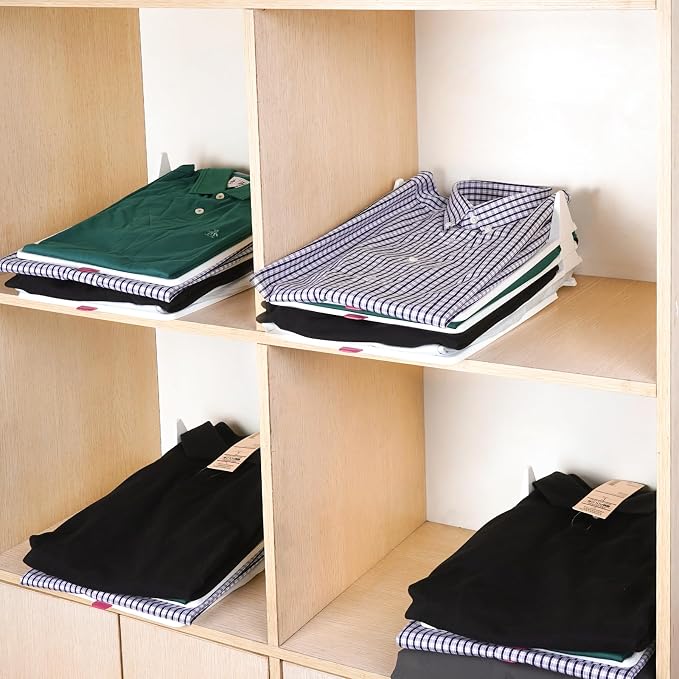 Adorila 10 Pack T-Shirt Organizer for Kids & Small Clothes - Stackable Closet Storage Trays - Shirt Folding Board for Nursery Wardrobe (Medium)