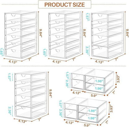 ARSTPEOE 30 Drawers, Acrylic Desk Makeup Organizer, Plastic Drawers Organizer, Stackable Storage Solution for Makeup, Dresser, Office, Bathroom Clear Plastic Craft and Bead Storage Cabinet
