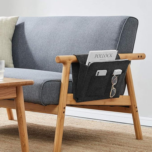 YOUDENOVA Bedside Caddy, Bedside Organizer for Dorm Room, Bunk Bed, Grey