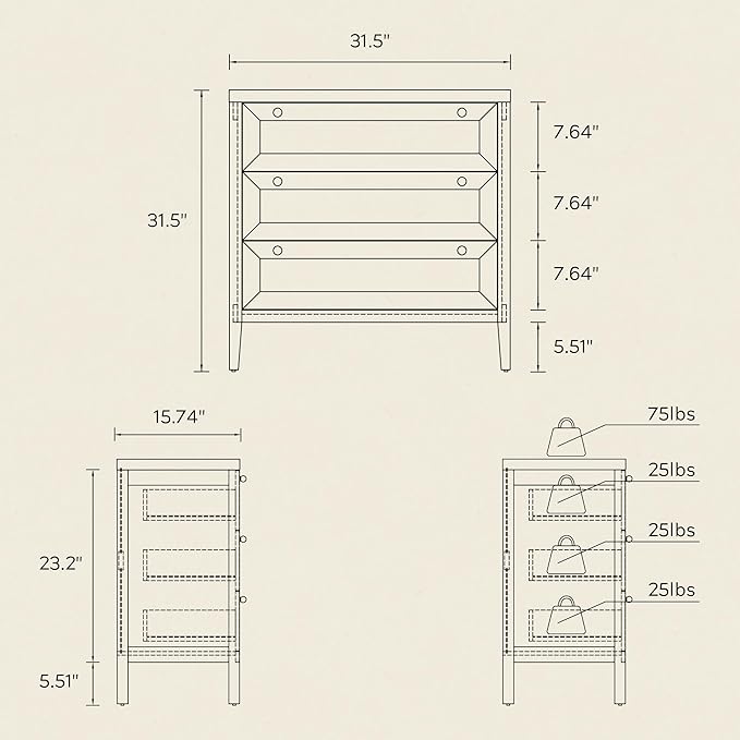 Dresser for Bedroom with 3 Drawers, Modern Closet Storage Organizer with Golden Handles, Wood Nightstand End Table for Living Room, Bedroom, Entryway, Hallway, Natural Oak
