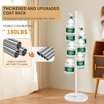 Metal Coat Rack Stand, Modern Freestanding Coat Rack with Natural Marble Base, Coat Racks and Coat Hall Tree Hanger Stand for Entryway, Hallway, Office (8 HOOKS-White)