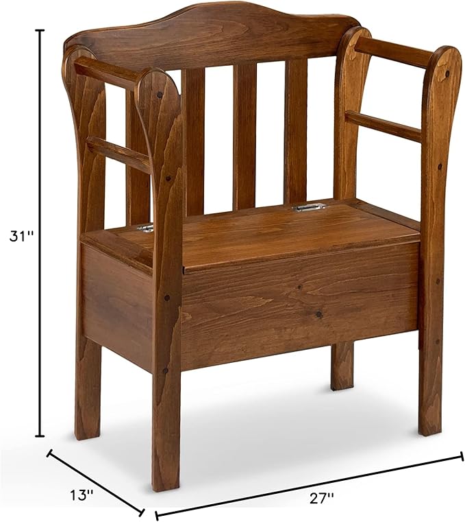 Peaceful Classics Bench with Storage - Small Wooden Storage Bench for Entryway, Hallway, Mudroom, Farmhouse, Bedroom, & Living Room, Amish Handmade Furniture Storage Organizer, Cherry