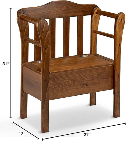 Peaceful Classics Bench with Storage - Small Wooden Storage Bench for Entryway, Hallway, Mudroom, Farmhouse, Bedroom, & Living Room, Amish Handmade Furniture Storage Organizer, Cherry