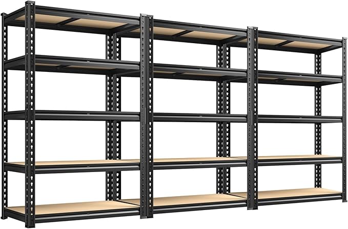 REIBII 2200LBS Storage Shelves 5 Tier Garage Shelving Heavy Duty Adjustable Garage Shelves, Utility Rack Shelf, Shelving Units for Storage Warehouse Pantry Closet, 35.5" W x 11.9" D x 72" H, 3 Pack