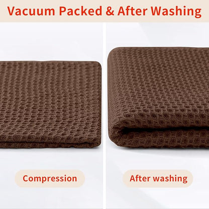 Homaxy 100% Cotton Waffle Weave Kitchen Dish Towels, Ultra Soft Absorbent Quick Drying Cleaning Towel, 13 x 28 Inches, 24-Pack, Coffee