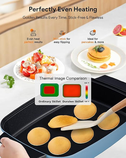 Nuwave Medley XL Digital Electric Skillet, Family Size Griddle w/Glass Lid, 2025 New & Improved Precision Heating, 100°-425°F, PFAS Free G11 Nonstick Ceramic Coating, Portable Hot Plate, 7qt Capacity