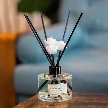 CULTURE & NATURE Reed Diffuser Set 6.7oz (200ml) White Rose Scented Diffuser with Sticks Home Fragrance Reed Diffuser for Bathroom Shelf Decor