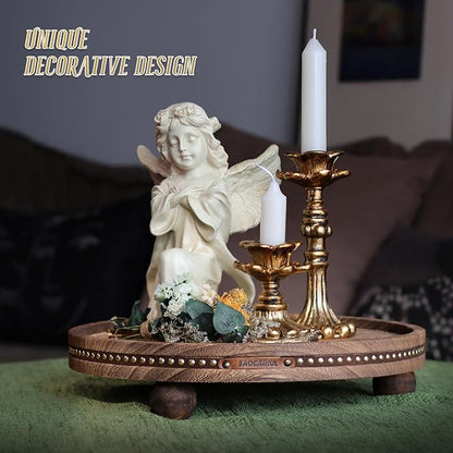 Decor Decorative Round Tray 11.81in for Home Decor for Coffee Table Farmhouse Kitchen Table Living Room Bathroom Centerpiece Tray Decor
