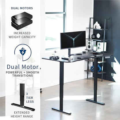 VIVO Electric 63 x 32 in Dual Motor Standing Desk, Memory Height Adjustment, 2B Series, Black Carbon Fiber Top Black Frame, DESK-KIT-2B1R