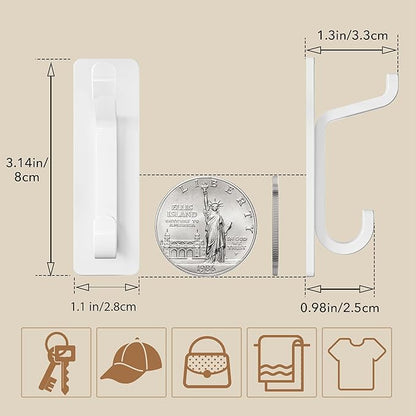 pickpiff 12 Pack Wall Hooks for Coat and Towel: 13LB Strong Adhesive Door Hanger Stick on, White