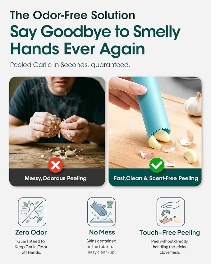 Silicone Garlic Peeler Tube(3pack) - Roller Garlic Peeling Tool for Quick Skin Removal, Odor-Free Hand Garlic Stripper Kitchen Gadget for Meal Prep & Cooking