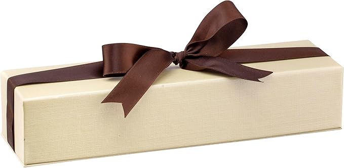 Dome-Shape Leather Bracelet Box for Women & Men – Jewelry Gift Box Ideal for Bracelet Case, Necklace, Chain – Bracelet/Necklace Box with Cream Ribbed Outer Box & Matching Bow Ribbon