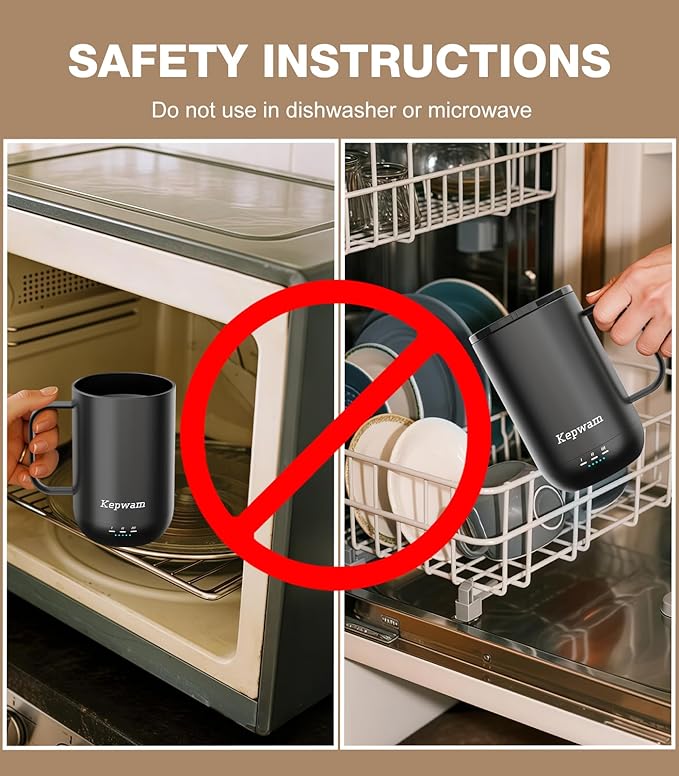 Kepwam Self-Heating Coffee Mug T1, 16oz Rechargeable Heated Coffee Mug, Smart Coffee Warmer Mug with App-Controlled,Advanced Temperature-Controlled Heating Coffee Gifts for Women Men Coffee Lover