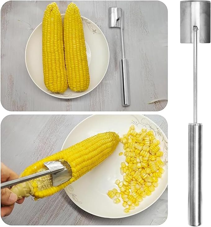 Corn on the Cob Remover Long Handle Stainless Steel Corn Stripping Tool,corn cob stripper, corn peeler for corn on the cob, Stainless Steel Corn Stripper Tool (2)