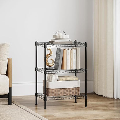 Orchidleaf 3-Tier Heavy Duty Wire Shelving Unit with Lockable Wheels, Metal Storage Rack for Garage, Pantry, Kitchen & Living Room, 39.4" H × 36.9" L × 18.6" D