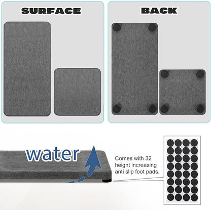 4PCS Water Absorbing Stone Tray for Sink, Fast Drying Stone Sink Tray, Water Absorbent Diatomite Trays, Stones Soap Diatomaceous Coaster, Stones Drying Trays for Bathroom Sinks and Kitchen Counter