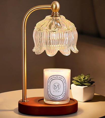 MEIXISUE Candle Warmer Lamp with Timer Dimmable,Antique Brass Candle Lamp,Wax Melt Warmer Light for Jar Candles,Mother's Day/Birthday Gifts for Mom/Wife,Home Decor Lamp,with 2 Bulbs