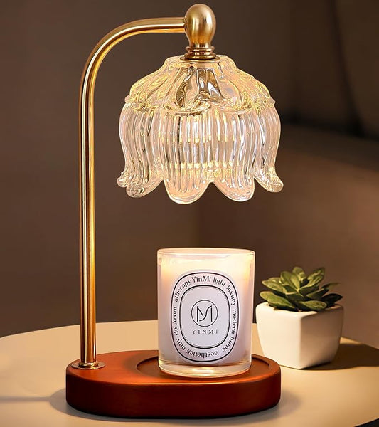 MEIXISUE Candle Warmer Lamp with Timer Dimmable,Antique Brass Candle Lamp,Wax Melt Warmer Light for Jar Candles,Mother's Day/Birthday Gifts for Mom/Wife,Home Decor Lamp,with 2 Bulbs