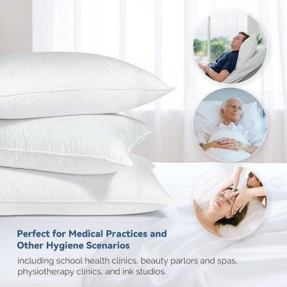 JMU 100PCS Disposable Pillow Case 21" x 30", Tissue/Poly Medical Pillow Covers Sleeves, White