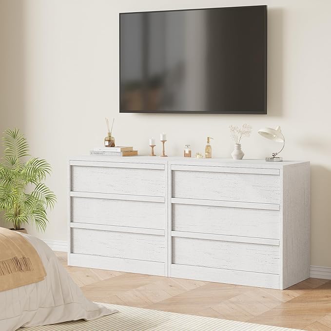 IDEALHOUSE 3 Drawer Nightstand for Bedroom, 30in Tall Small End Side Table with Large Storage & Anti-Tip Design, Modern Bedside Table Organizer for Living Room, Entryway - White