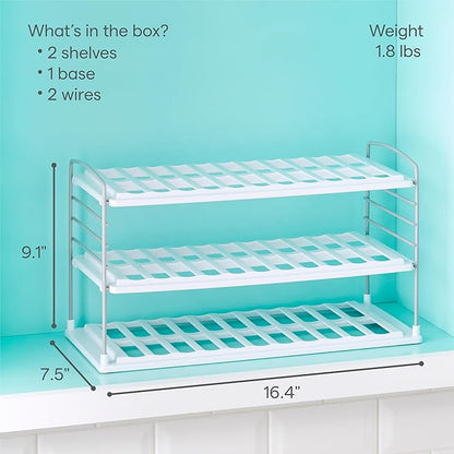 YouCopia UpSpace Water Bottle and Travel Mug Cabinet Organizer, Adjustable Storage Rack for Kitchen Organization, 3-Shelf Wide