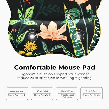 EooCoo Ergonomic Mouse Pad with Wrist Support, Mousepad with Memory Foam Wrist Rest and Non-Slip Base for Computer, Cafe, Home & Office, 9.64 x 8.26 in Office Desk Accessories