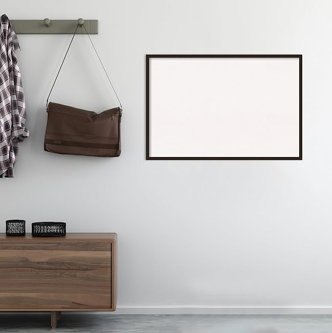 Amanti Art White Cork Board for Wall, 25x37 Vision Board with Brown Wood Frame, Large Corkboard Office Decor for Home Organization, Rustic Farmhouse Corkboard Pinboard to display items for home