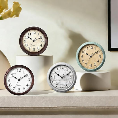 Wall Clock, 9 Inch Silent Wall Clocks Battery Operated, Decorative Clocks for Kitchen Living Room, Bedroom (Gray)