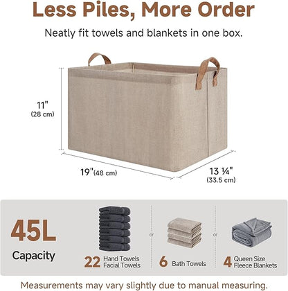 StorageWorks Storage Bins, Fabric Storage Bins for Shelves, Extra Large Storage Baskets with Metal Frame, Closet Baskets and Bins with Handles, Jumbo, Brown and Beige, 2-Pack