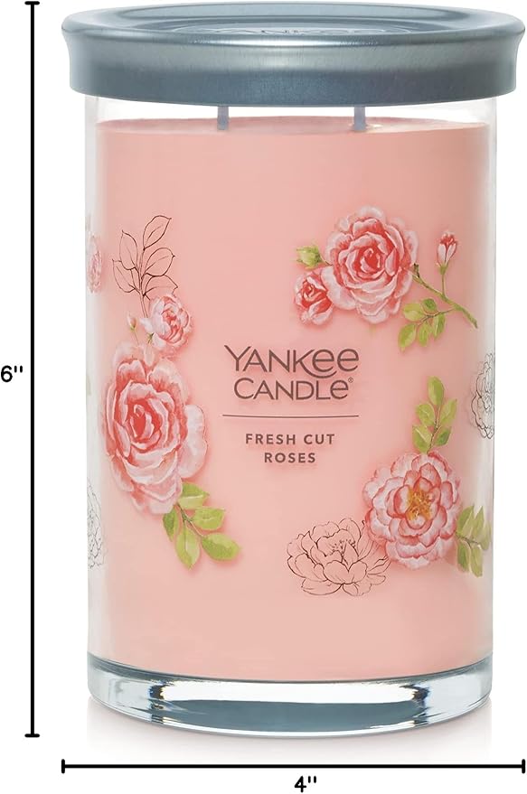 Yankee Candle Large Tumbler Scented Candle with up to 80 Hour Burn Time, Premium Plant Wax Blend for Consistent Burn, 20 oz Tumbler Candle with Room Filling Fragrance, Fresh Cut Roses