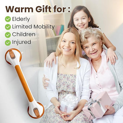 TAILI Grab Bars for Bathtubs and Showers 2 Pack Suction Grab Bar, Heavy Duty Shower Handle Removable Bath Handrails for Seniors and Elderly, Bathroom Safety Grip No Drilling Waterproof,Wood Grain