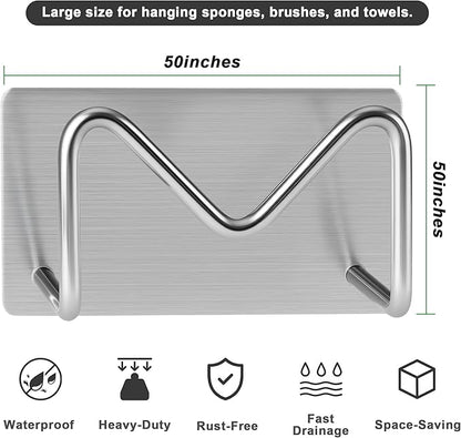 Luckyiren 2-Pack Stainless Steel Sponge Holder, Kitchen Sink Caddy Organizer, SUS304 Rustproof, Brushed Finish