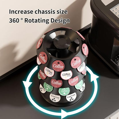 K Cup Holder, Coffee Pod Holder for Keurig - 40 Capsule Spinning Organizer with 360° Turntable, Space Saving K Cup Storage for Kitchen Counter, Office & Coffee Bar