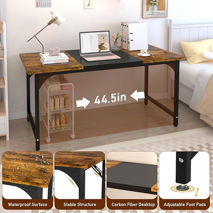 Computer Desk, 47 Inch Home Office Desks, Office Desk for Gaming Writing Study Work, Study Table with Large Legroom, Computer Desk with Metal Frame, Modern Simple Home Office Desk for Bedroom