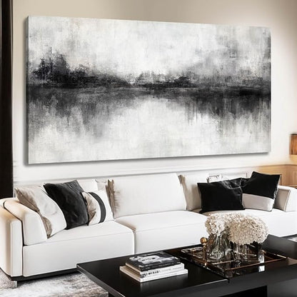Artexist Canvas Prints Wall Art for Living Room Black Abstract Art Wall Decor Grey Pictures Wall Painting for Bedroom Office Artwork 29"x 58" Home Decor