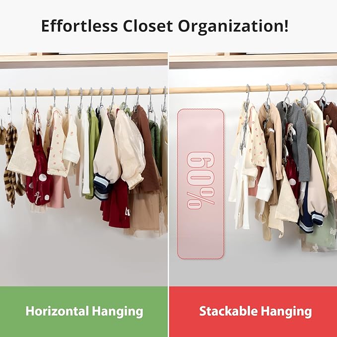 Kids Hangers, Stackable & Adjustable Baby Hangers, 20PCS Baby Hanger for Toddler Kid, Extendable Kid Hanger, 11-14Inch Child Hangeres for Closet Infant Newborn, Nonslip Plastic Toddler Hangeres