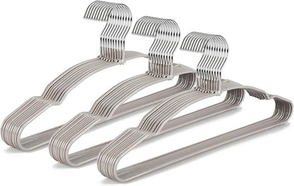 TOPIA HANGER Metal Hangers 30 Pack, Non Slip Clothes Hangers Space Saving, Heavy Duty Rubber Coated Wire Hanger for Coat, Shirt, Dress, Pants-Grey, CT12G30
